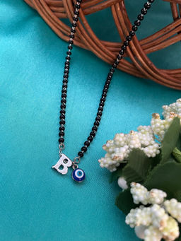Digital Dress Room - B Letter & Evil Eye Silver Mangalsutra