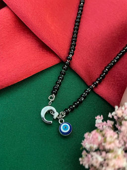 Digital Dress Room - C Letter & Evil Eye Silver Mangalsutra
