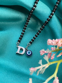 Digital Dress Room - D Letter & Evil Eye Silver Mangalsutra
