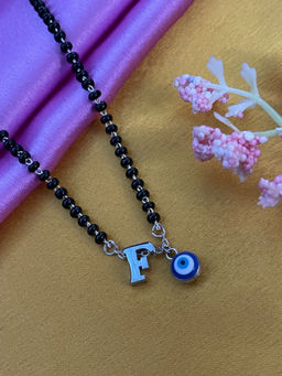Digital Dress Room - F Letter & Evil Eye Silver Mangalsutra