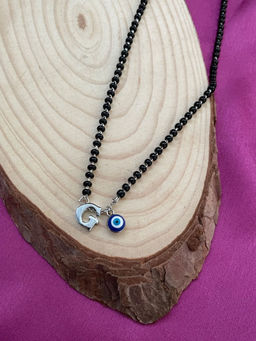 Digital Dress Room - G Letter & Evil Eye Silver Mangalsutra