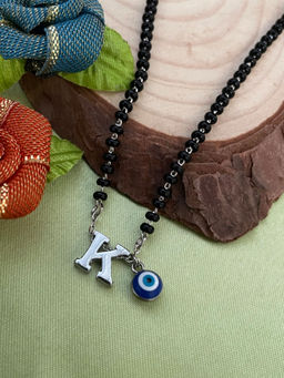 Digital Dress Room - K Letter & Evil Eye Silver Mangalsutra