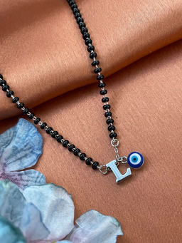 Digital Dress Room - L Letter & Evil Eye Silver Mangalsutra