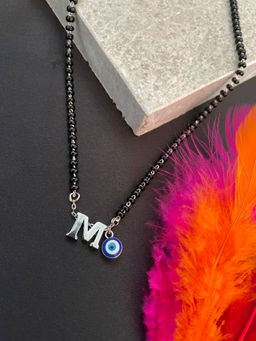 Digital Dress Room - M Letter & Evil Eye Silver Mangalsutra