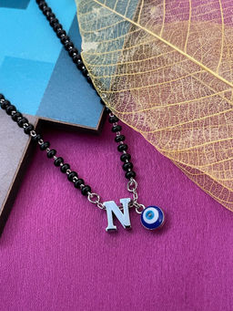 Digital Dress Room - N Letter & Evil Eye Silver Mangalsutra