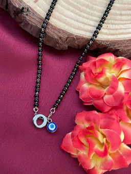 Digital Dress Room - O Letter & Evil Eye Silver Mangalsutra
