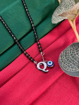 Digital Dress Room - Q Letter & Evil Eye Silver Mangalsutra