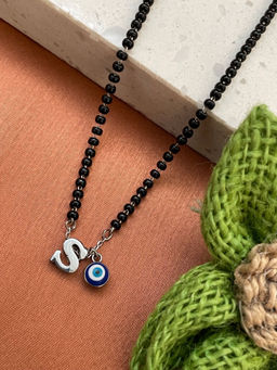 Digital Dress Room - S Letter & Evil Eye Silver Mangalsutra