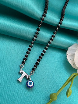 Digital Dress Room - T Letter & Evil Eye Silver Mangalsutra