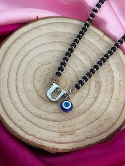 Digital Dress Room - U Letter & Evil Eye Silver Mangalsutra