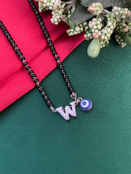 Digital Dress Room - W Letter & Evil Eye Silver Mangalsutra