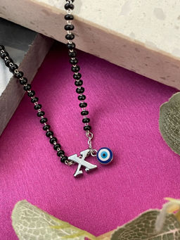 Digital Dress Room - X Letter & Evil Eye Silver Mangalsutra
