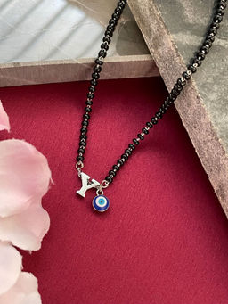Digital Dress Room - Y Letter & Evil Eye Silver Mangalsutra