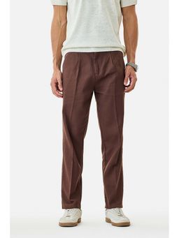 Snitch - Brown Plain Loose Casual Trouser for Men