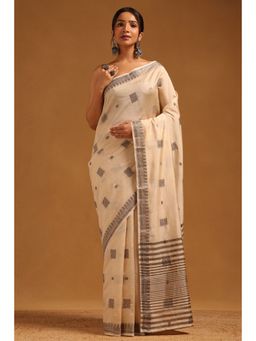 Soch - Women Cream Art Silk Handloom Woven Design Saree with Unstitched Blouse