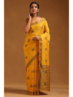 Soch - Women Yellow Art Silk Woven Design Saree with Unstitched Blouse