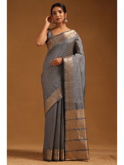 Soch - Women Grey Art Silk Zari Woven Saree with Unstitched Blouse