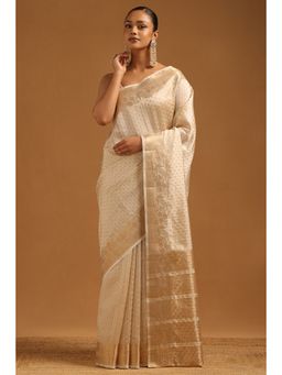 Soch - Women Ivory Art Silk Zari Woven Saree with Unstitched Blouse