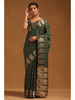Soch - Women Green Art Silk Zari Woven Saree with Unstitched Blouse