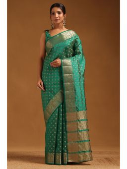Soch - Women Light Green Art Silk Floral Woven Saree with Unstitched Blouse