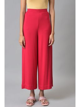 Elleven - Pink Solid Knitted Angle Length Palazzo