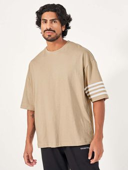 Styli - Men Striped Sleeve Oversized Compact Jersey T-Shirt