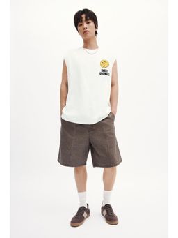 H&M - Men White Loose Fit Printed Cotton Vest Top
