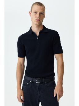H&M - Men Black Slim Fit Polo Shirt