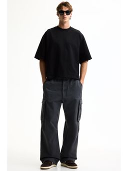 H&M - Men Black Oversized Fit Printed T-Shirt