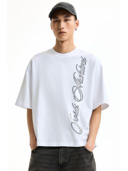 H&M - Men White Oversized Fit Printed T-Shirt