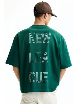 H&M - Men Green Oversized Fit Printed T-Shirt