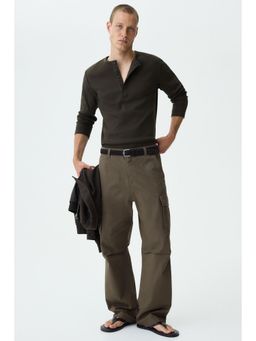 H&M - Men Beige Relaxed Fit Cargo Trousers