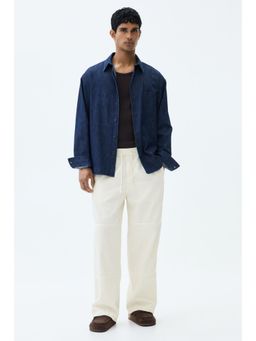 H&M - Men White Relaxed Fit Cotton Trousers