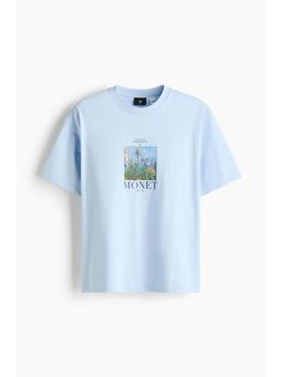 H&M - Men Blue Loose Fit T-Shirt