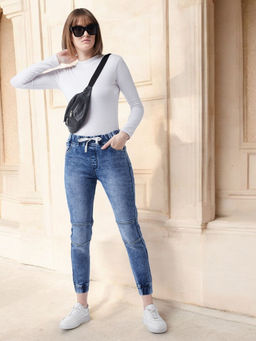 Miss Chase - Blue Solid Super Skinny Fit Jeans