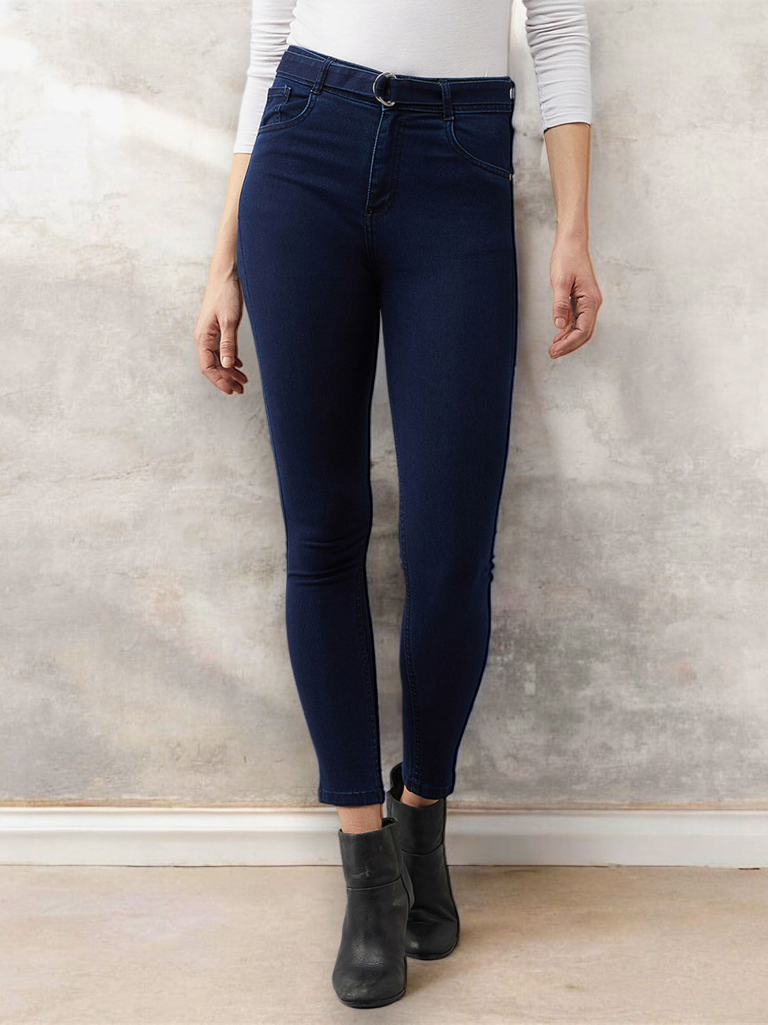 miss chase Navy Blue Solid Skinny Fit Jeans-picture-38