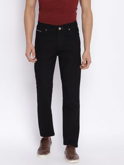 Cantabil - Solid Black Regular Fit Denim Jeans