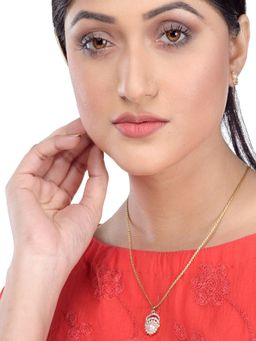 Saraf RS Jewellery - Pearl And Diamond Pendant With Earrings For Women Girls (Set Of 3)