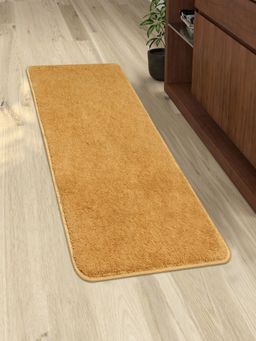 Saral Home - Neo Shaggy Yarn Anti-Skid Bedside Runner Mats-Gold-45X120 Cm