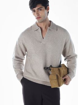 Jack & Jones - Men Oversized Grey Solid Sweater