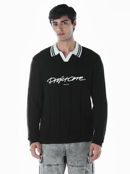 Jack & Jones - Men Oversized Black Typography Sweater