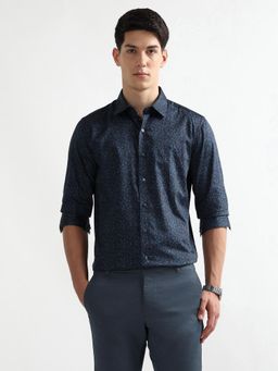 Arrow Newyork - Men Navy Blue Geometric Slim Fit Shirt