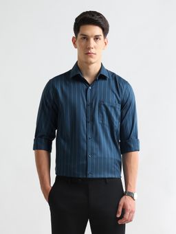Arrow - Men Navy Blue Striped Shirt