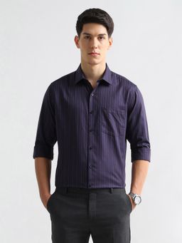 Arrow - Men Navy Blue Striped Shirt