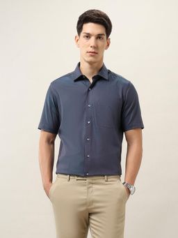 Arrow - Men Navy Blue Textured Shirt