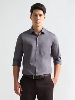 Arrow - Men Grey Textured Slim Fit Shirt