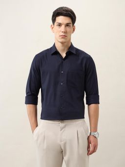 Arrow - Men Navy Blue Textured Shirt