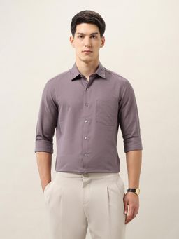 Arrow - Men Purple Textured Slim Fit Shirt