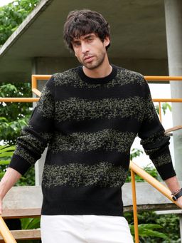Campus Sutra - Men Black Textured Pullover Sweater