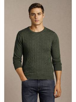 Louis Philippe - Men Green Textured Sweater